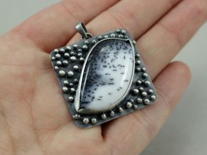 chileart biżuteria agat dendrytowy srebro kuleczki wisior